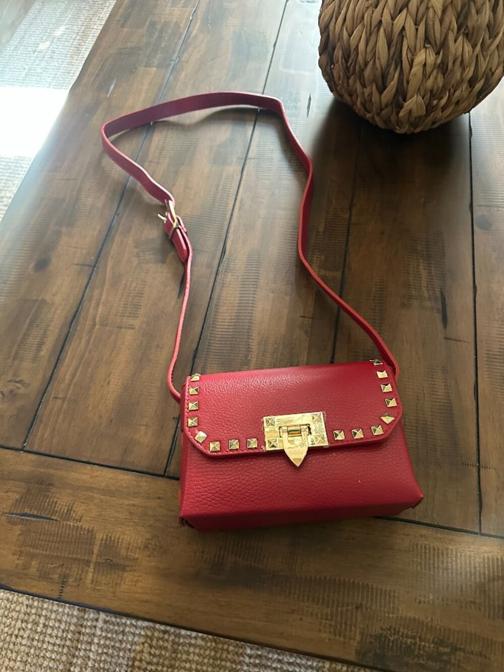 Persaman New York Alessia Studded Leather Crossbody Bags Red And Blue